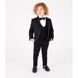 Ay Kids Erkek Çocuk Damatlık Siyah Takım Elbise 4'lü Set (Ceket, Gömlek, PANTOLON,PAPYON)5400- - 8 Yaş