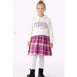Ay Kids Kız Çocuk Sweatshirt Görünümlü Ekose Desenli Elbise-1710- - Beyaz