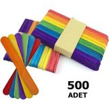 AY MAGNET 500 Adet Renkli Dil Çubuğu, Geniş Doktor Çubuğu, Dondurma Çubuğu