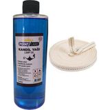 Ay Magnet Mavi Kandil Yağı Kokusuz Dumansız Iç Mekan Gaz Lambası Yakıtı 400 ml + 1 Metre Fitil