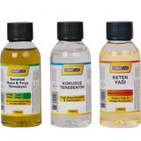 AY MAGNET Yağlı Boya Seti 3 x 100 ml Kokusuz Terebentin Keten Yağı ve Fırça Temizleyici