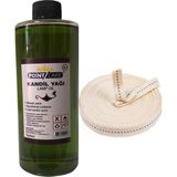 Ay Magnet Yeşil Kandil Yağı Kokusuz Dumansız Iç Mekan Gaz Lambası Yakıtı 400 ml + 2 Metre Fitil 5937864