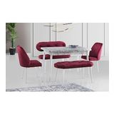Ay Masa Ve Sandalye Bench Takımı, Fuşya Beyaz, 120X70