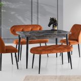Ay Masa Ve Sandalye Bench Takımı, Kiremit Siyah, 120X70
