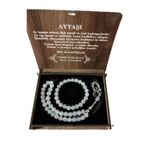 AY TAŞI TESBİH & BİLEKLİK SETİ ÖZEL TASARIM BEYAZ