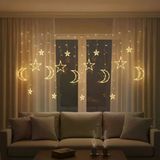 Ay Ve Yıldız Figürlü Kumandalı 12 Sarkıtlı 120 Led Dekor Işık – Dekoratif Ortam Ve Masaüstü Aydınlatması Vitrin