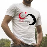 Ay Yıldız Atatürk Silüet Beyaz Tişört - M