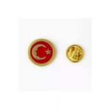 Ay Yıldız Atatürk Silüeti Gold Rozet