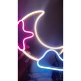 Ay Yıldız Bulut Neon LED Işık Tabelası, Pembe Mavi Beyaz | Dekoratif Gece Lambası, USB Güç Kaynağı, Duvar Dekoru, Renkli Neon Efekt, Çocuk Odası Uygun