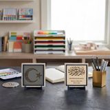 Ay-Yıldız Detaylı Tevhid ve Besmele Yazılı İkili Aksesuar Set 10x10 cm | Çerçeve içlerindeki yazılar kalıcı işlemlerle özel deri üzerine uygulanarak estetik ve uzun ömürlü bir yapı sağlar.