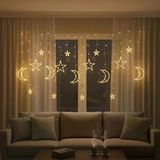 Ay Yıldız Figürlü Kumandalı 12 Sarkıtlı 120 Led Dekor Işık – Dekoratif Ortam Masaüstü Aydınlatması (5047) Vitrin