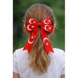 Ay Yıldız Kırmızı Fiyonk Çocuk Toka – 23 Nisan/10 Kasım/29 Ekim Saç Aksesuarı