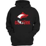 Ay Yıldız Kurt Bozkurt Sembolü Türk Bayrağı Kurt Göktürk Yazılı Regular Fit %100 Pamuk Sweatshirt - Siyah - XL
