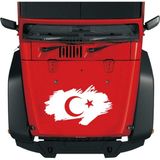 Ay Yıldız Sticker - Türk Bayrağı Sticker - Oto Sticker - Araba Sticker - Kaput Sticker - 00341 - 15x9 Cm - Beyaz