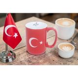 Ay Yıldız Tasarımlı Türk Bayraklı Porselen Kupa Fincan Mug – 450 ml Büyük Boy 019-677