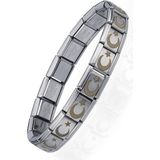 Ay Yıldız Türk Bayrağı Italyan Charm Unisex Çelik Bileklik SCB55 - 21 cm - Beyaz