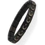 Ay Yıldız Türk Bayrağı Italyan Charm Unisex Çelik Bileklik SCB55 - 21 cm - Siyah