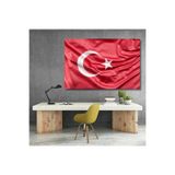Ay Yıldız Türk Bayrağı Kanvas Tablo Yatay Duvar Tablosu Ev Ofis Okul Tablosu