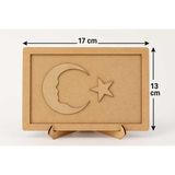 Ay Yıldız Türk Bayrağı Mozaik Çocuk Boyama Etkinliği 4 Adet - Ahşap - Bej - Seçenek 1
