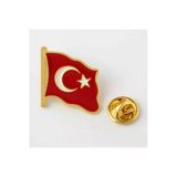 Ay Yıldız Türk Bayrağı Yaka Rozeti Gold 2X2 Cm | Parlak Dalgalı Bayrak Rozet – Metal Şık Tasarım