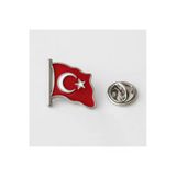 Ay Yıldız Türk Bayrağı Yaka Rozeti Gümüş 2X2 Cm Parlak Dalgalı Metal Bayrak Rozet