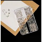 Ay Yıldız Ve Kelebek Dizayn 6 Grit Metal Tırnak Süsleme Charm Silver Nail Art Charm Taşları Wn-531