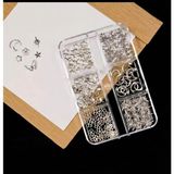 Ay Yıldız ve Kelebek Dizayn 6 Grit Metal Tırnak Süsleme Charm Silver Nail Art Charm Taşları Wn - Genel