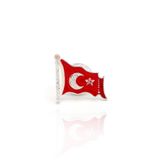 Ay Yıldızlı Bayrak Model 925 Ayar Gümüş Yaka İğnesi Rozet 201024608