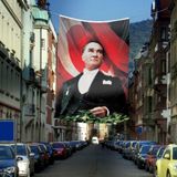 Ay Yıldızlı Sivil Mustafa Kemal Atatürk Poster Dış Cephe Bayrak -400x600cm -4x6metre