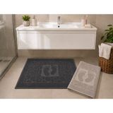 Ayak Havlusu 2 Adet / Banyo Paspas / %100 Pamuk Kumaş / Ultra Yumuşak - Antrasit - Bej - 50 x 70 cm