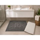 Ayak Havlusu 2 Adet / Banyo Paspas / %100 Pamuk Kumaş / Ultra Yumuşak - Krem - Antrasit - 50 x 70 cm