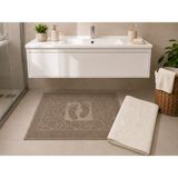 Ayak Havlusu 2 Adet / Banyo Paspas / %100 Pamuk Kumaş / Ultra Yumuşak - Krem - Kahve - 50 x 70 cm