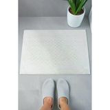 Ayak İzi Desenli 2li Ayak Havlusu - 50x70 cm - Su Emici Banyo Paspası Seti - Beyaz - 04085