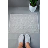 Ayak İzi Desenli 2li Ayak Havlusu - 50x70 cm - Su Emici Banyo Paspası Seti - Gri - 04085