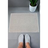 Ayak İzi Desenli 2Li Ayak Havlusu - 50X70 Cm - Su Emici Banyo Paspası Seti - Krem