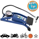 Ayak Tipi Hava Pompası Göstergeli Tekli Teker Araç Araba Bisiklet Motorsiklet Top Pompası