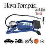 Ayak Tipi Hava Pompasi Gostergeli Tekli Teker Arac Bisiklet Top Pompasi