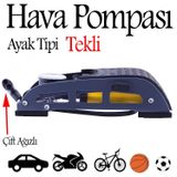 Ayak Tipi Hava Pompasi Tekli Gostergeli Kilitli Teker Arac Bisiklet Top Pompasi