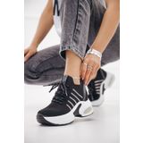 Ayakkabı Delisiyim Gizli Dolgu Topuklu Kadın Siyah Spor Ayakkabı – Triko Sneaker, Hafif, Air Tabanlı, Dansel