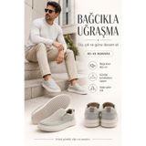 Ayakkabı Deryası Erkek Yazlık Bağcıksız File Detaylı Günlük Slip On Ayakkabı Gri 40-45