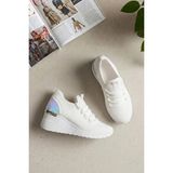 Ayakkabı Fuarı Elit BTFLRFT-607 Kadın Gizli Dolgu Topuklu Klasik Sneaker Beyaz