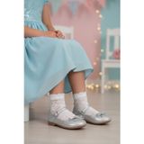 Ayakkabı Fuarı Elit Hy-F-4032-26Y Filet Kız Çocuk Babet Gümüş