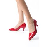 Ayakkabı Podyumum Kırmızı Rugan 5 cm İnce Ökçe Sivri Burun Kapalı Stiletto