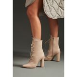 AYAKKABI PRENSİ Arto Bağcıklı Nude Mat 10 Cm Kadın Bot & Bootie, Topuklu Ayakkabı
