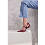AYAKKABI PRENSİ Jayden Bordo Suet 10 Cm Kadın Stiletto, Topuklu Ayakkabı Suet