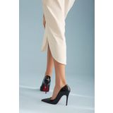 AYAKKABI PRENSİ Nadja Siyah Rugan Ince Topuklu Stiletto 10 Cm Kadın Stiletto, Ayakkabı