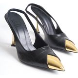 AYAKKABI PRENSİ Nixi Altin Detayli Siyah Kroko 10 Cm Kadın Stiletto, Topuklu Ayakkabı