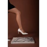 AYAKKABI PRENSİ Urbane Beyaz Rugan 8 Cm Kadın Stiletto, Topuklu Ayakkabı