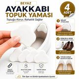 Ayakkabı Topuk Yaması 4'Lü Beyaz Suni Deri Yapışkanlı Topuk Koruyucu Ayakkabı Tamir Onarım Yama Pedi