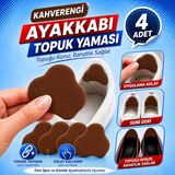 Ayakkabı Topuk Yaması 4'Lü Kahverengi Suni Deri Yapışkanlı Topuk Koruyucu Ayakkabı Onarım Yama Pedi